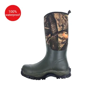 High Quality Camouflage Waterproof Long neoprene rubber Hunting Boots for men