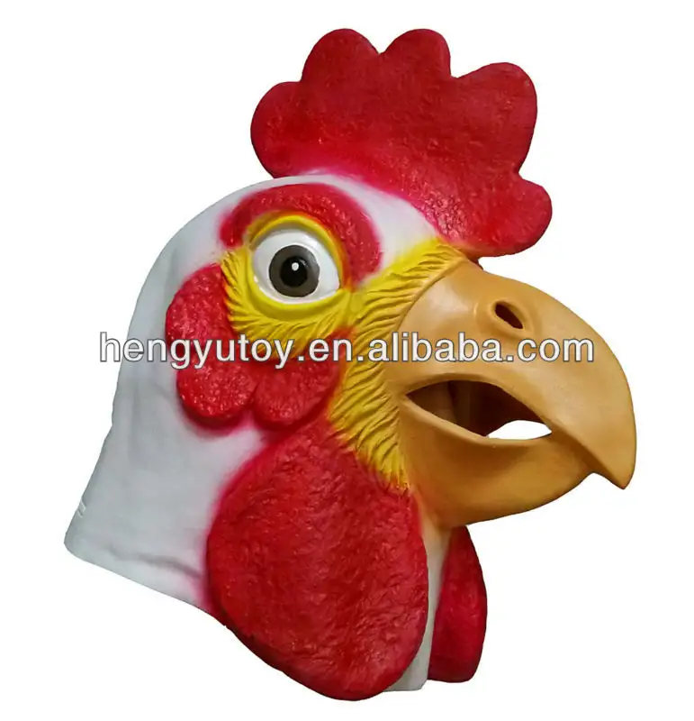 nieuwe promotie rubber latex kip hoofd masker levendige feestje jurk
