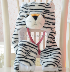 Campione gratuito peluche morbido donna bambini adolescenti cappello animale selvatico con cappuccio sciarpa guanti lunghi tasca/cappelli animali con zampe - Product Image 3