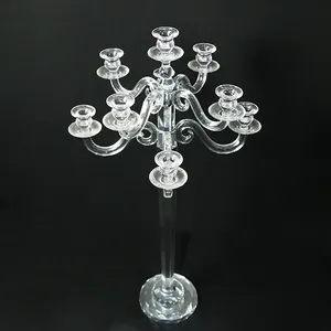 Bougeoir à 9 bras en verre de cristal, chandelier style européen, grand chandelier pour décoration de mariage