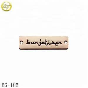 Custom matte gold abaya metal tags garment accessory metal brand logo labels plate with 2 holes