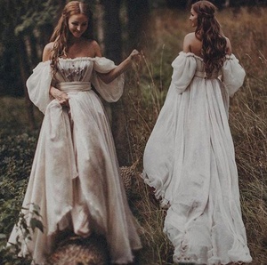 Vestidos <span class=keywords><strong>de</strong></span> <span class=keywords><strong>Novia</strong></span> Medievales <span class=keywords><strong>de</strong></span> Lujo Real Vintage con Mangas Abullonadas y Hombros Descubiertos en <span class=keywords><strong>Estambul</strong></span> - Product Image 2