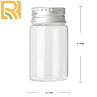 Flacon de stockage en verre de qualité supérieure avec bouchon en aluminium argenté, plusieurs tailles disponibles, fermeture hermétique, flacon en verre multi-usages pour cosmétiques et épices