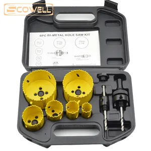 Kit de sierra perforadora para electricistas, bimetal, 9 piezas, Holesaw Cutter