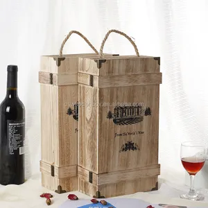 Shabby Chic Paulownia 2 Bottle Wine Box age Whiskey Champagne Presentation Gift Box