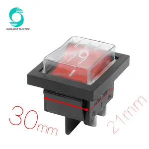 Mounting Hole 30mm x 21mm AC 250V 15A 30A Double Pole Single Throw DPST Boat Rocker Switch