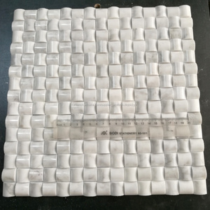 Marbre de carrare <span class=keywords><strong>blanc</strong></span> cube 3d carré mosaïque carrelage - Product Image 4