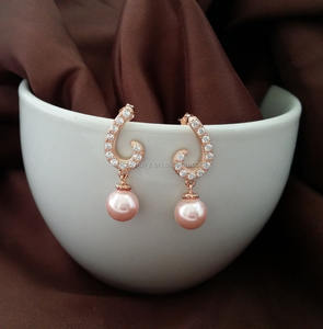 Su misura La Tua ragazza In <span class=keywords><strong>Oro</strong></span> Rosa di Colore imitazione orecchino di perla - Product Image 1