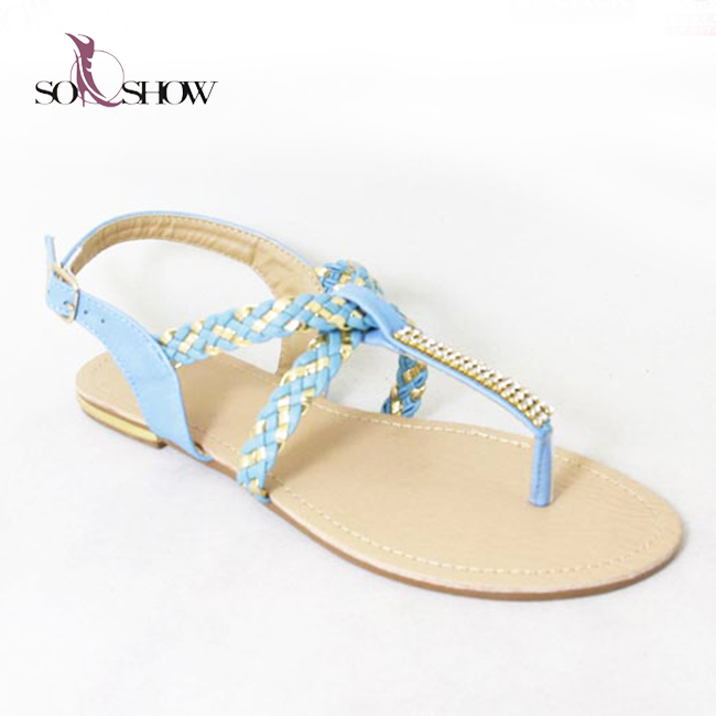 Оптовая продажа, новейший дизайн, сандалии на плоской подошве для женщин и девочек