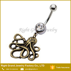 Acier chirurgical Effacer CZ Gem Balancent Poulpe Nombril Anneau Balancent Nombril Anneau - Product Image 2