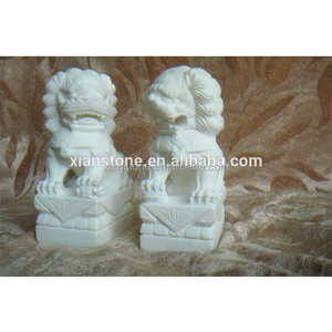 Pedra de mármore branco pequena estátua de leão chinês presente artesanal - Product Image 2