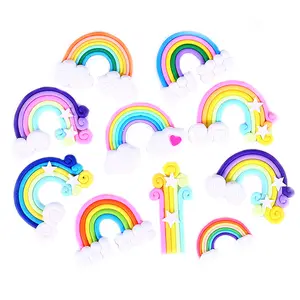 Platte Achterkant 35X50Mm Diy Accessoires Cartoon Zachte Hars Multi-color Rainbow Charms Voor Mobiele Telefoon Kids sieraden Craft Decoratie