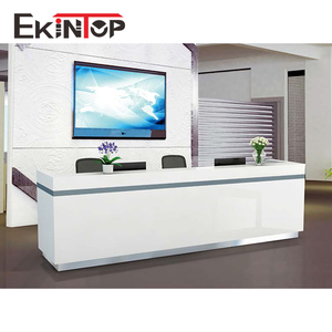 Ekintop Cheap <strong>High</strong> <strong>Gloss</strong> Mirror 3 Person Acrylic Glass Spa Tufted Reception <strong>Desk</strong> with No Wheels - Product Image 5