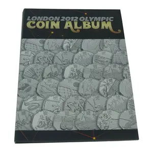 Paperboard album coin folder london 2012 euro coin collecting with diecut holes and gloss lamination