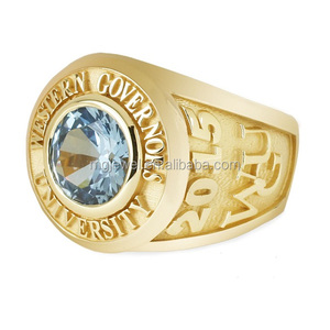 Chất lượng cao phía Tây thống đốc Trường Đại Học Blue Stone signet <span class=keywords><strong>Ring</strong></span> - Product Image 1
