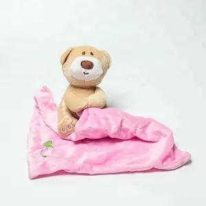 Manta de felpa cuadrada para bebé, manta cómoda con forma de oso lindo, Minky, gran oferta