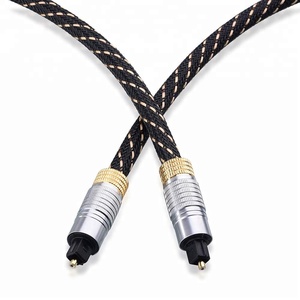 High Quality Toslink <strong>Cable</strong> (Toslink <strong>Optical</strong> <strong>Cable</strong>/<strong>Digital</strong> <strong>Optical</strong> Audio <strong>Cable</strong>) 6 Feet with Metal Connectors and Braided Jacket - Product Image 1