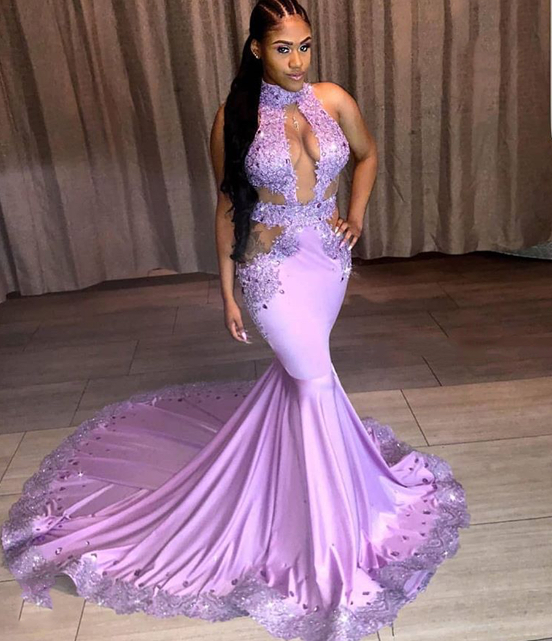 strapless open back dress Sweetheart Ball Gown Purple Prom Dress with Black Appliques PG544 – Pgmdress main image 1