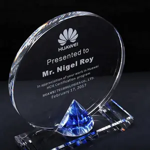 Free Design Personalized Round Glass Sport Crystal Diamond Trophy