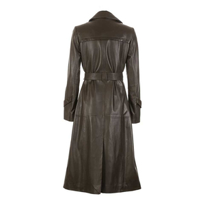 الشتاء حزام للنساء مقطع طويل بطول الركبة سترة واقية سترة جلدية - Product Image 4