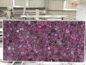 Dalle d'intérieur en gros pour la décoration intérieure Plaques d'agate rose rouge mur naturel fleur translucide dalle d'agate - Product Image 4