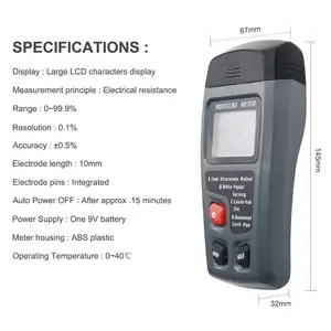 Pendeteksi Kelembaban Kayu Digital LCD, Pengukur Kelembapan 0-99%