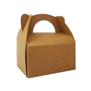 Kotak Gantung Makan Siang Makanan Kertas Kraft Coklat Kustom untuk Pengemasan Daging Ayam dan Daging Kecil