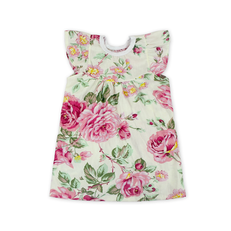 Горячие продажи многоцветный дизайн хлопка с рукавами-крылышками для маленьких девочек летнее платье