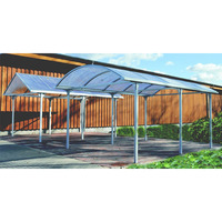 Double carport/garage en aluminium, acier inoxydable, avec toit en polycarbonate