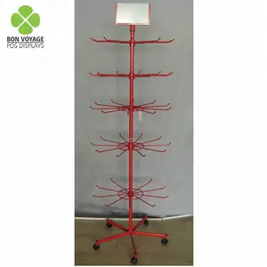 Draaiende Metalen Mobiele Accessoires Display Rack Met Opknoping Haken