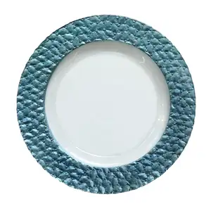 Горячая Распродажа, декоративная тарелка с зарядным устройством для ужина, синие стеклянные обеденные тарелки