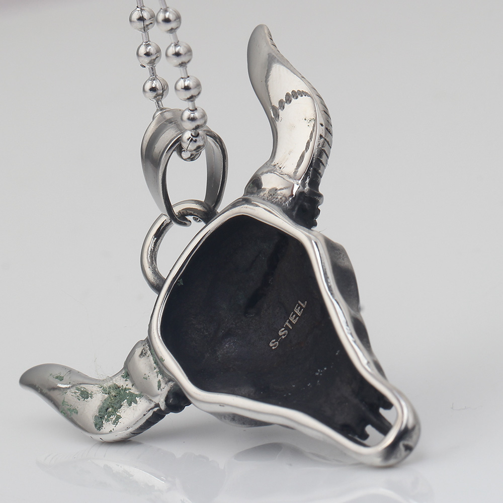 Collana pendente in acciaio inossidabile teschio toro per uomo
