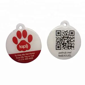 Thẻ RFID NFC Vòng Cổ Epoxy Pet Nhận Dạng Mã QR/URL Độc Đáo Theo Yêu Cầu Với Vòng Dệt/Kim Loại