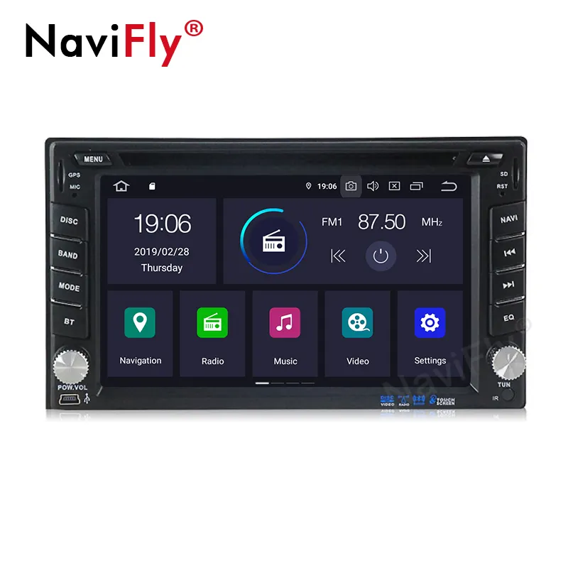 Автомобильный мультимедийный GPS-навигатор NaviFly, 6,2 дюйма, Android 9,0, 2din, универсальная навигационная головка для любых моделей автомобилей с Wi-Fi, BT, IPS, DSP
