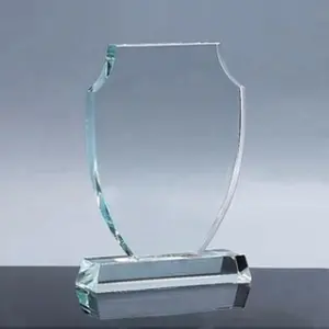HDW Wholesale Cheap Custom Personalised Award Crystal glass shield trophy With Engraved Logo