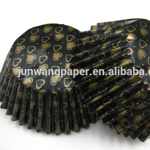 Black with gold printing high quality greaseproof paper baking cups