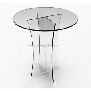 Merakit Jelas Akrilik Meja Sumbu tinggi Acrylic Round Table Top Jelas Sisi Ruang Tamu Meja