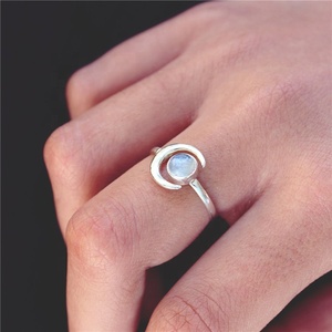 Vintage <strong>Moon</strong> <strong>Rings</strong> Adjustable Women Gold Simulated Moonstone <strong>Rings</strong> Plated Party <strong>Rings</strong> Healing Crystal Simple Cute for Women CNAS - Product Image 3