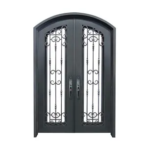 Portas de ferro forjado personalizadas, tamanho grande, decoração moderna, porta de metal