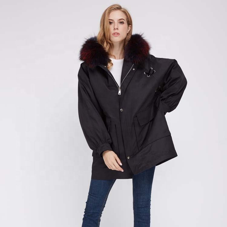 Nouvelle Arrivée Femmes D'hiver Capuchon De Fourrure Veste Manteau Dames Long Réel De Fourrure De Vison Militaire Parka