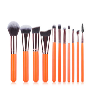 Set de 11 Brochas de Maquillaje Color Naranja de Marca Privada <span class=keywords><strong>con</strong></span> Bolsa de PU, Brochas de Calidad Premium para Aplicación Profesional de Maquillaje - Product Image 2