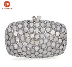 Unique Mother of Pearl & Crystal Rhinestone Party Clutch Evening Bag Formal Women Handbag from China Factory