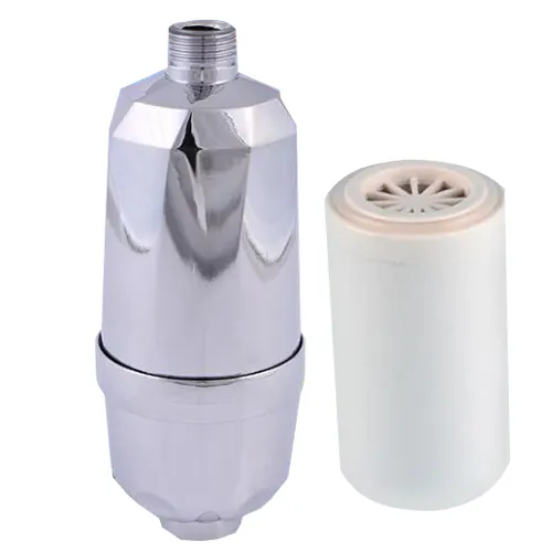 silver color carbon KDF shower water filter for bathroom