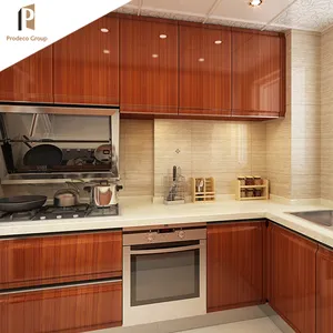 Nuevo diseño europeo moderno gabinetes de cocina de la coctelera gabinetes de madera de gabinete de cocina con encimera