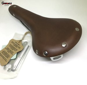 ราง280X150mm หนังสีดำ Cr-Mo สำหรับจักรยานเสือหมอบทำจากหนังเบาะหนังสีน้ำตาล - Product Image 1