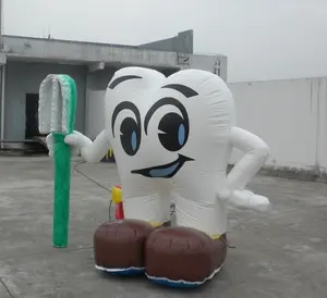 Dente inflável gigante comercial louco com escova de dentes, balão de chão