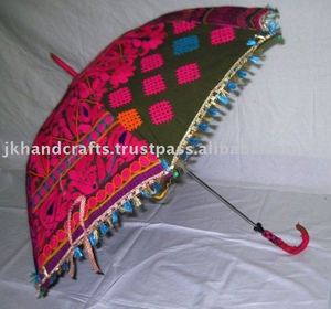 Parapluie décoratif en coton Décoration intérieure Parapluie brodé indien - Product Image 1