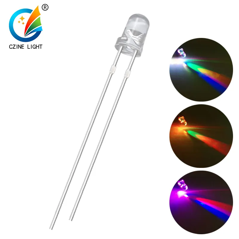 LED Diodes Blinking Light Emitting Diode Brightness 3mm Signal Diode RGB Hot Selling 3mm 3mm Round Photo Through Hole CZINELIGHT