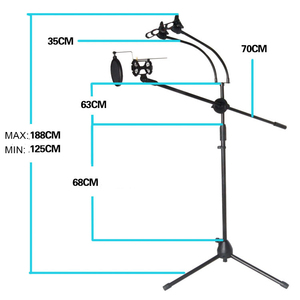 Thời trang Điều Chỉnh Đôi Head Tripod Microphone Cơ Sở Đứng Giữ Điện Thoại Di Động - Product Image 4
