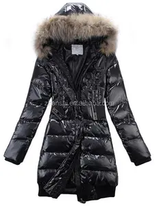 Manteau Long noir en fourrure pour femmes, vente en gros, élégant, noir, col en fourrure, livraison gratuite
